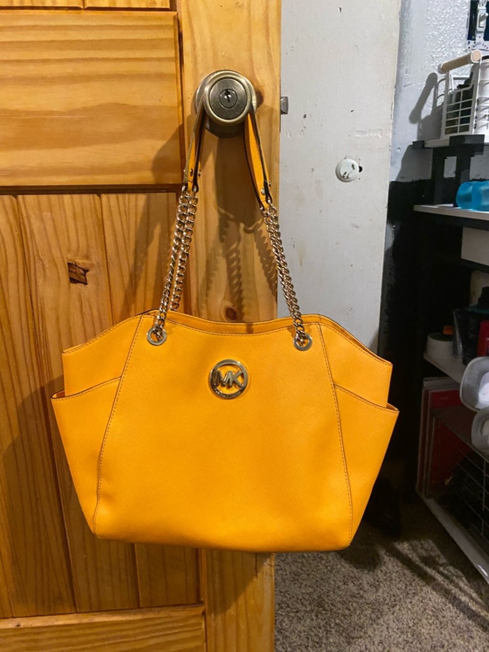 Michael Kors Bright Yellow Saffiano Chain-Handle Tote